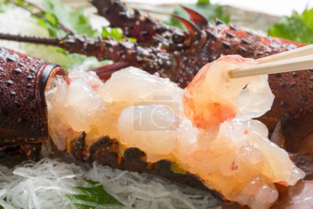Téléchargez les photos : Assiette de nourriture avec homard et autres fruits de mer - en image libre de droit