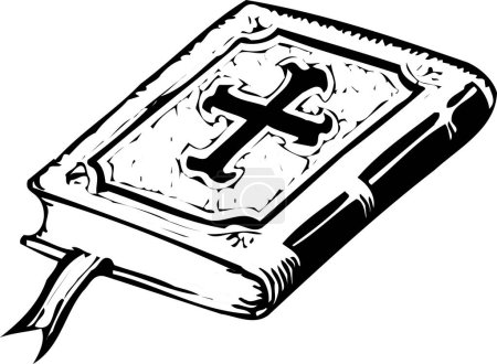 Téléchargez les photos : Croquis illustration de la bible sainte sur fond blanc - en image libre de droit