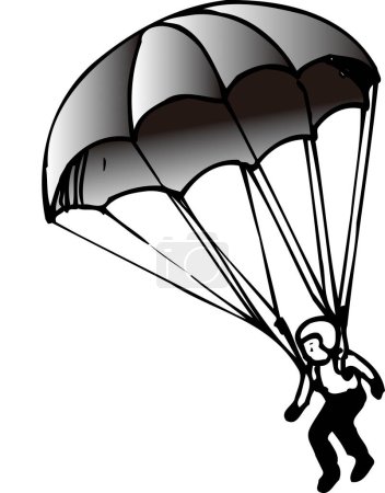 Téléchargez les photos : Croquis illustration de l'homme avec parachute. - en image libre de droit