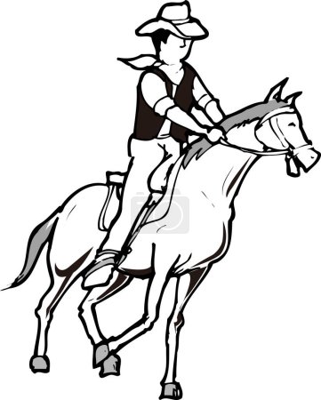 Photo for Sketch illustration of cowboy riding horse - Royalty Free Image