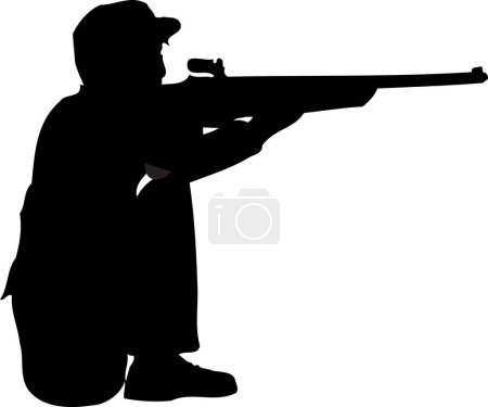 Foto de Silueta de un hombre con un rifle. ilustración sobre fondo blanco - Imagen libre de derechos