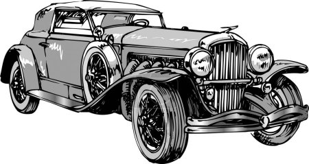 Photo for Sketch illustration of old car on white background - Royalty Free Image