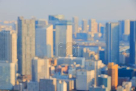 rozmyty widok z lotu ptaka na panoramę miasta Tokio, Japonia