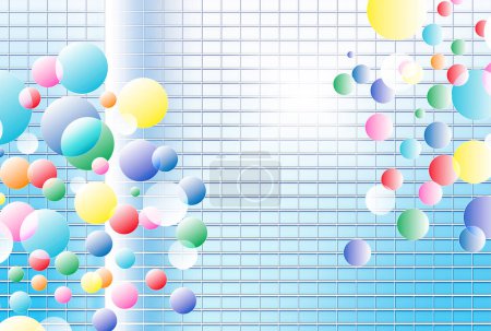 Photo for Colorful flying balloons on blue skyscraper background - Royalty Free Image