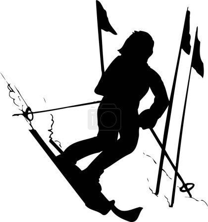 Foto de Hombre silueta de esquí sobre fondo blanco - Imagen libre de derechos