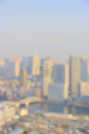 Foto de Vista aérea borrosa del horizonte de la ciudad de Tokio, Japón - Imagen libre de derechos