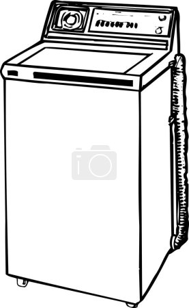 Téléchargez les photos : Croquis illustration de machine à laver sur fond blanc - en image libre de droit