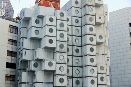 Nakagin Capsule Tower Building was a mixed-use residential and office tower in the upscale Ginza district of Tokyo, Japan