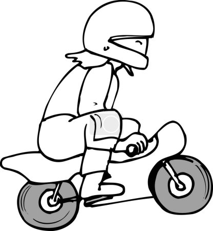 Téléchargez les photos : Croquis illustration de garçon conduisant sur moto - en image libre de droit