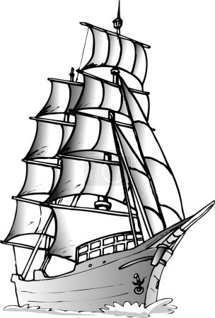 Foto de Boceto ilustración de velero sobre fondo blanco - Imagen libre de derechos