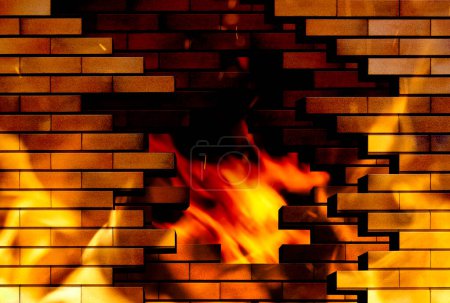 Photo for A fire burning in a brick wall - Royalty Free Image