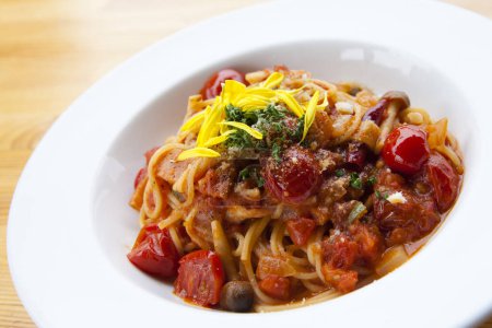 Photo for Delicious spaghetti bolognese with tomato sauce - Royalty Free Image