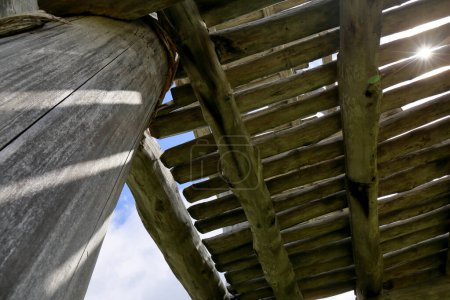 structure de tour en bois à San'nai-Maruyama iseki Site historique spécial dans la ville d'Aomori dans la préfecture centrale d'Aomori, Japon. Le site du règlement, point de repère historique