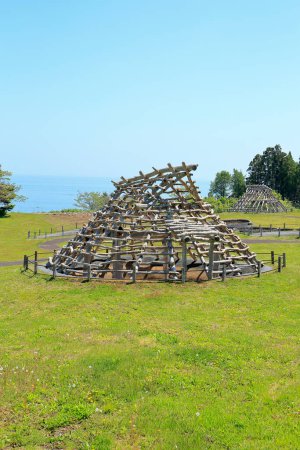 Photo for Ofune Site of the Jomon Era, an archaeological site consisting of a series of large shell middens and remains of an adjacent settlement from the Jomon period. The site in the city of Hakodate in Oshima Subprefecture on the island of Hokkaido in Japan - Royalty Free Image