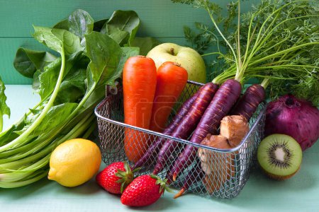 Photo for Bunch of fresh vegetables and fruits on the table. Healthy eating - Royalty Free Image