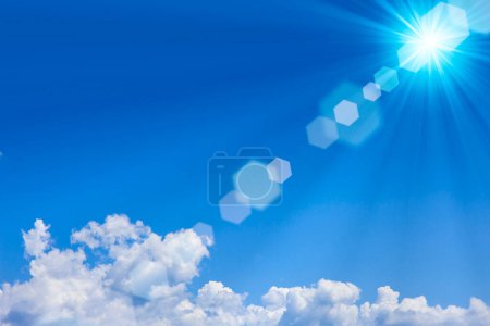 Photo for Blue sky with white clouds and sun - Royalty Free Image