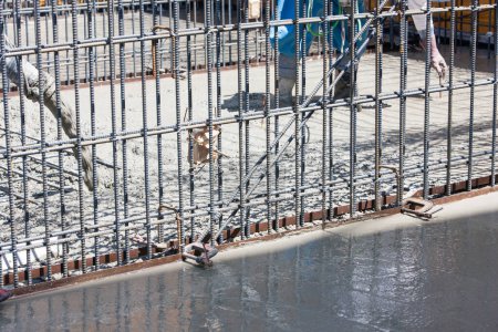 Photo for Using steel reinforcement at construction site - Royalty Free Image