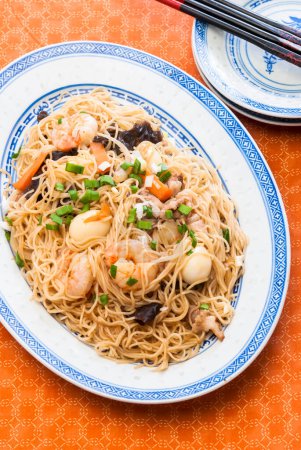 Photo for Delicious noodles with seafood, Asian food - Royalty Free Image