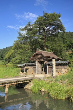 Photo for Old wooden gate of Ichijodani Asakura Clan Ruins in Fukui Prefecture, Japan - Royalty Free Image