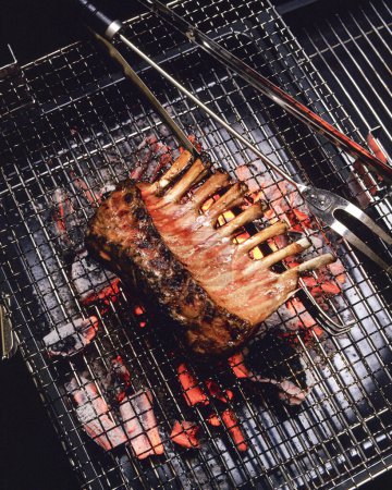 Photo for Close up of pork ribs barbecue with a grill - Royalty Free Image