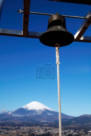 Photo for Beautiful landscape with mountain Fuji and temple bell in Japan. - Royalty Free Image
