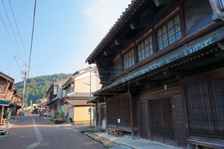 Photo for Scenic shot of street of old Japanese town with traditional buildings - Royalty Free Image