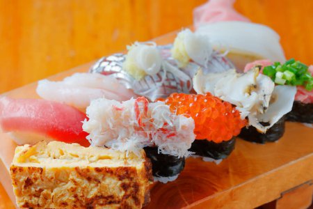 Photo for Japanese sushi served on a plate - Royalty Free Image