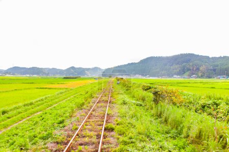 Photo for Old railroad tracks , rural landscape - Royalty Free Image