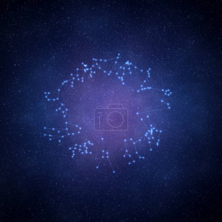Photo for Blue night stary sku with zoadiac sign - Royalty Free Image