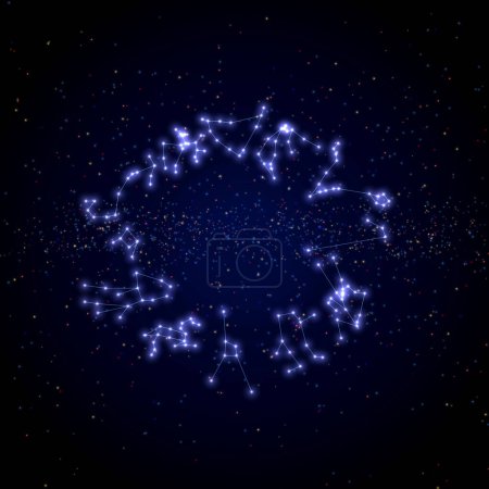 Téléchargez les photos : Bleu nuit stary sku avec signe du zoadiaque - en image libre de droit