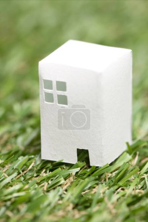 Photo for House model in green grass. real estate concept. house model - Royalty Free Image