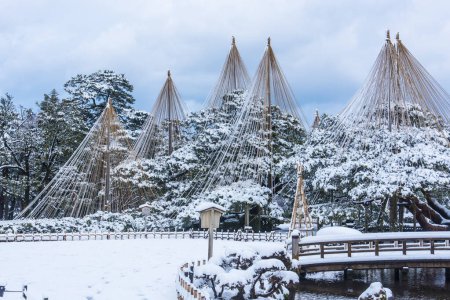Japanischer traditioneller Garten "Kenrokuen" in Kanazawa, Japan