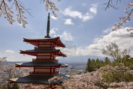 Fuji-san and Chureito Pagoda in Sakura, Yamanashi, Japan