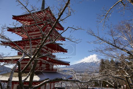 Photo for Fuji-san and Chureito Pagoda in Sakura, Yamanashi, Japan - Royalty Free Image