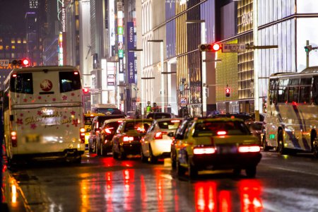 Photo for Night traffic in the city during rainy weather - Royalty Free Image