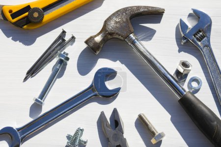 Photo for Construction tools on a white background - Royalty Free Image