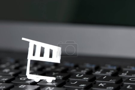 Photo for Keyboard with shopping cart,shopping online concept - Royalty Free Image