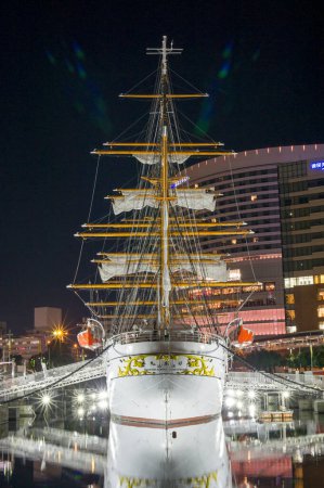 Photo for Nippon Maru is a Japanese museum ship and former training vessel. She is permanently docked in Yokohama harbor, in Nippon Maru Memorial Park, Japan - Royalty Free Image