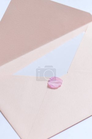 Photo for Envelope with blank card isolated on white background - Royalty Free Image