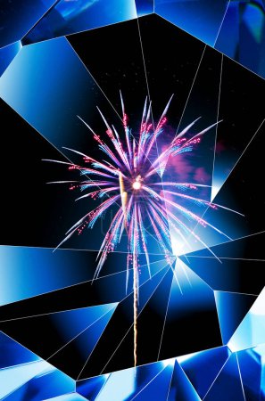 Photo for Colorful fireworks on black abstract background - Royalty Free Image