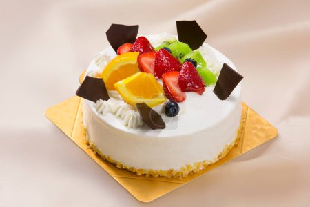Photo for Cuisine photo of delicious cake with fruits and chocolate - Royalty Free Image
