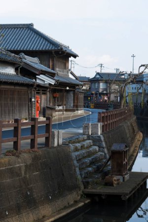 canal and traditional Japanese architecture in old city of Katori in Chiba prefecture.