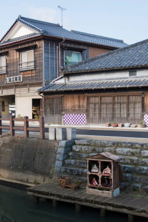 canal and traditional Japanese architecture in old city of Katori in Chiba prefecture.