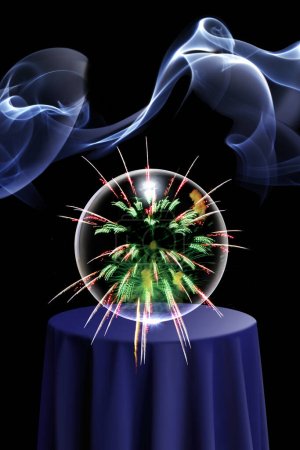 Foto de 3d ilustración de bola de cristal en bola de cristal sobre fondo mágico - Imagen libre de derechos