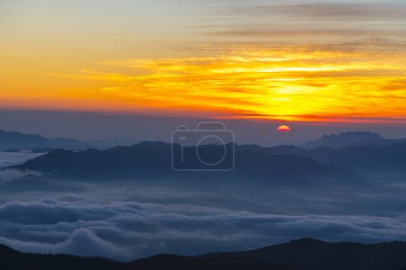 Photo for Scene of sunrise with clouds and light of sunshine in the morning - Royalty Free Image