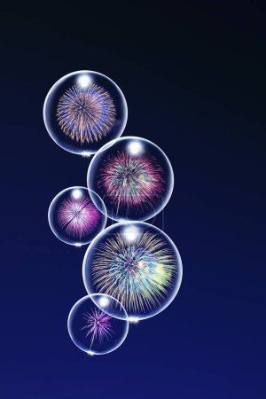 Photo for Set of colorful fireworks on dark background - Royalty Free Image