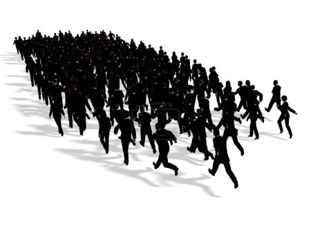 Foto de 3d corriendo grupo de empresarios sobre fondo blanco - Imagen libre de derechos