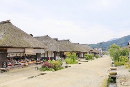 Ouchi Juku, ehemalige Poststadt mit strohgedeckten Häusern aus der Edo-Zeit, Fukushima, Japan