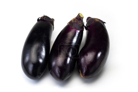 Photo for Fresh purple aubergines on white background - Royalty Free Image