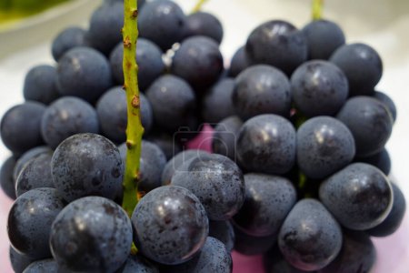 Téléchargez les photos : Pile de raisins noirs dans le panier - en image libre de droit